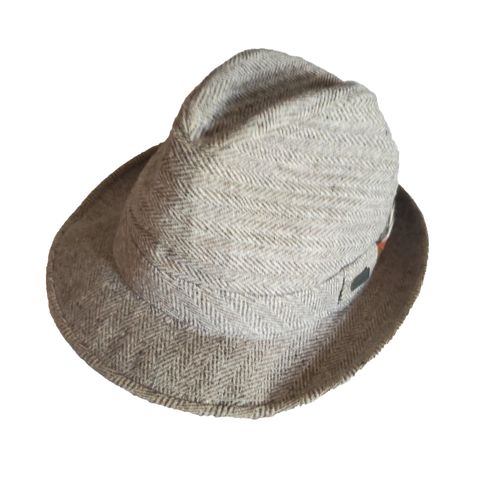 Vintage Adam New York Wool Tweed Fedora Hat & Feathers Men's Small Brown Retro